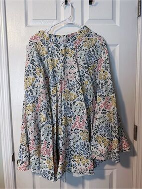 Son De Flor Floral Full Circle Linen Skirt XXS